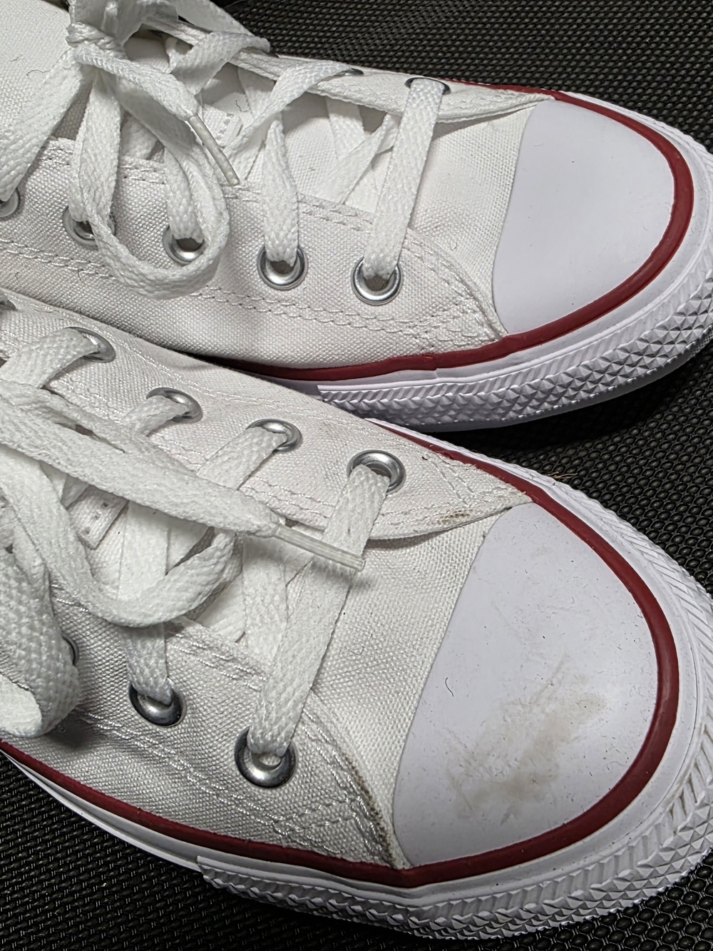 Converse All Star Low Top Sneakers - White with Red Trim - Picture 2 of 8